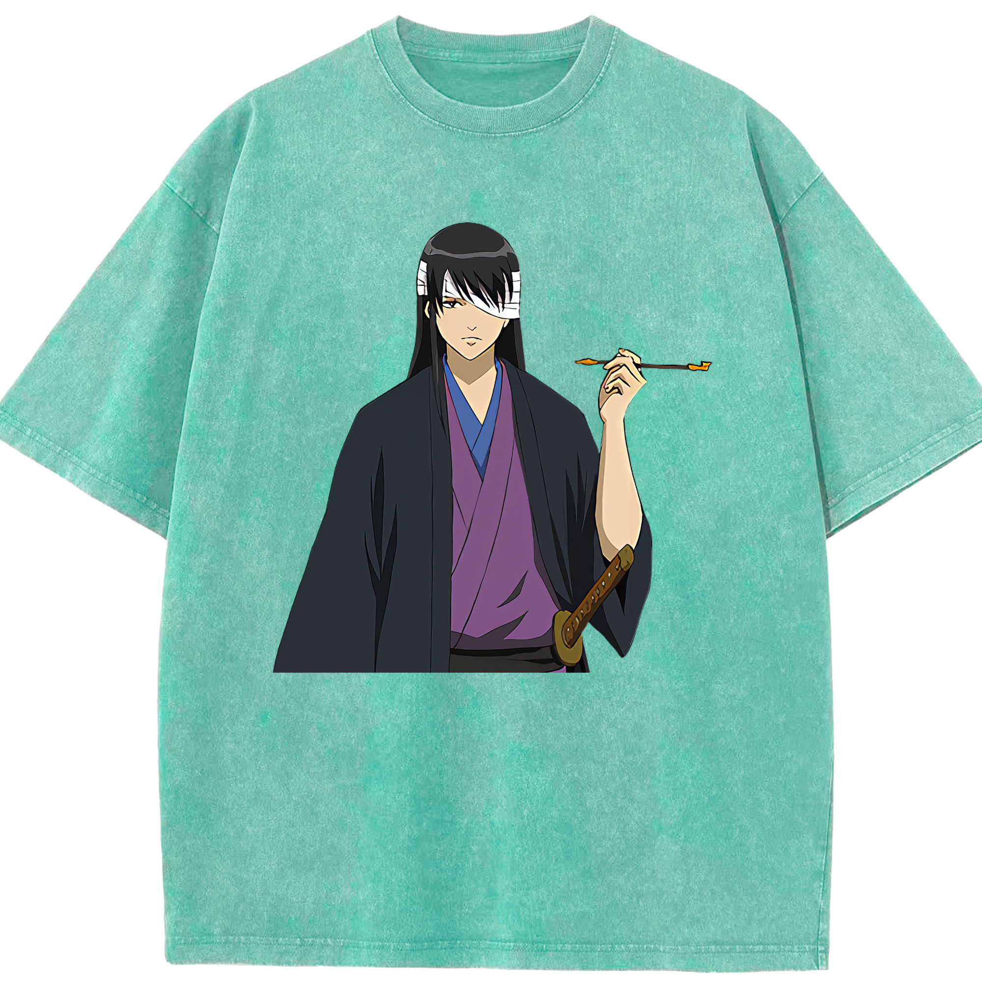 （画像用） ぎんたま 坂田銀時（さかたぎんとき） 神楽 志村新八（しむら しんぱち） GINTAMA Sakata Gintoki Kagura Shimura Shinpachi 綿100% ヴィンテージ風 半袖Tシャツ（フロントプリント）